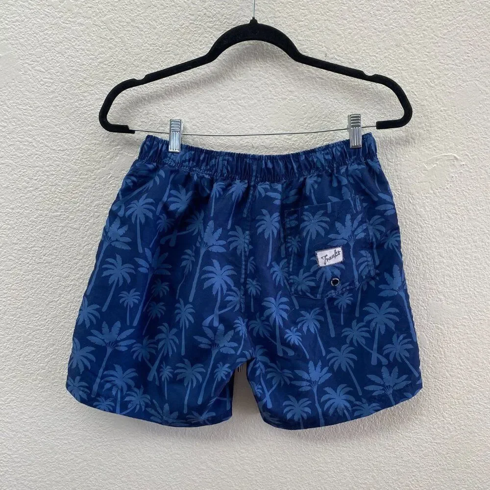 Boys Franks Lined Swim Trunks Swimsuit Lined Palm Trees Blue Color Large